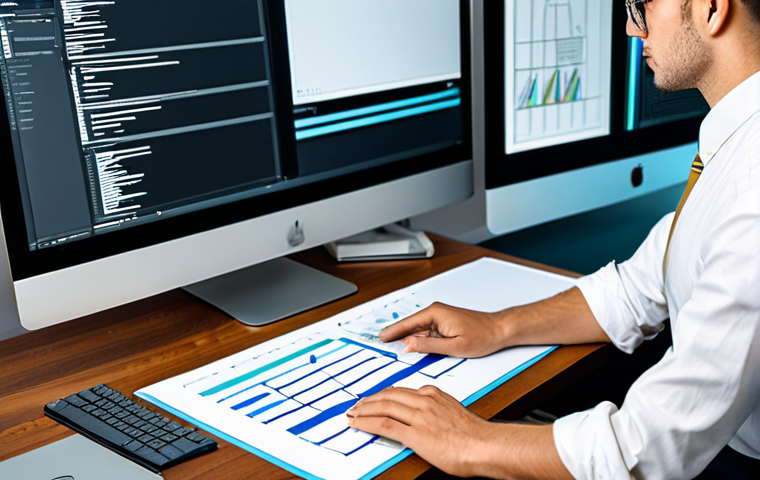 A professional advertising designer, wearing modest, contemporary business attire, is deeply focused at a modern, well-organized desk in a brightly lit design studio. On their large monitor, a complex digital design project is visible, showcasing a blend of typography, color palettes, and strategic layout. An open sketchpad with initial concept drawings lies beside their keyboard, symbolizing the blend of traditional creativity and digital execution. The pose is natural and contemplative, emphasizing thoughtful problem-solving. perfect anatomy, correct proportions, well-formed hands, proper finger count, professional photography, high quality, safe for work, appropriate content, fully clothed, professional dress.