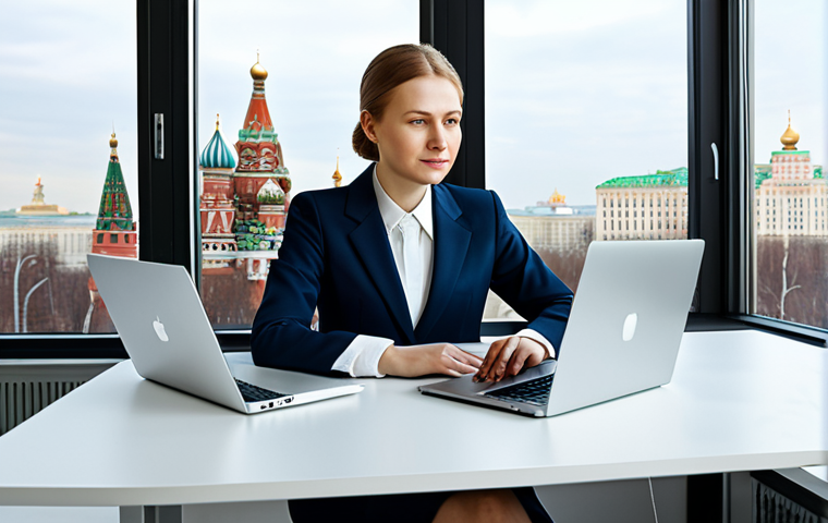 Modern Moscow Office**

"A professional businesswoman in a stylish, modest business suit, working on a laptop at a desk in a bright, modern office in Moscow. Large windows overlook the cityscape. Fully clothed, appropriate attire, safe for work, perfect anatomy, natural proportions, professional photography, high quality. Family-friendly."

**